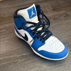 Nike Jordan Blue and White High-Top Football Cleats
